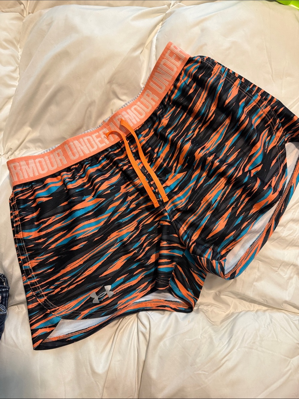 Under Armour Kid’s Black, Orange & Teal Athletic Shorts